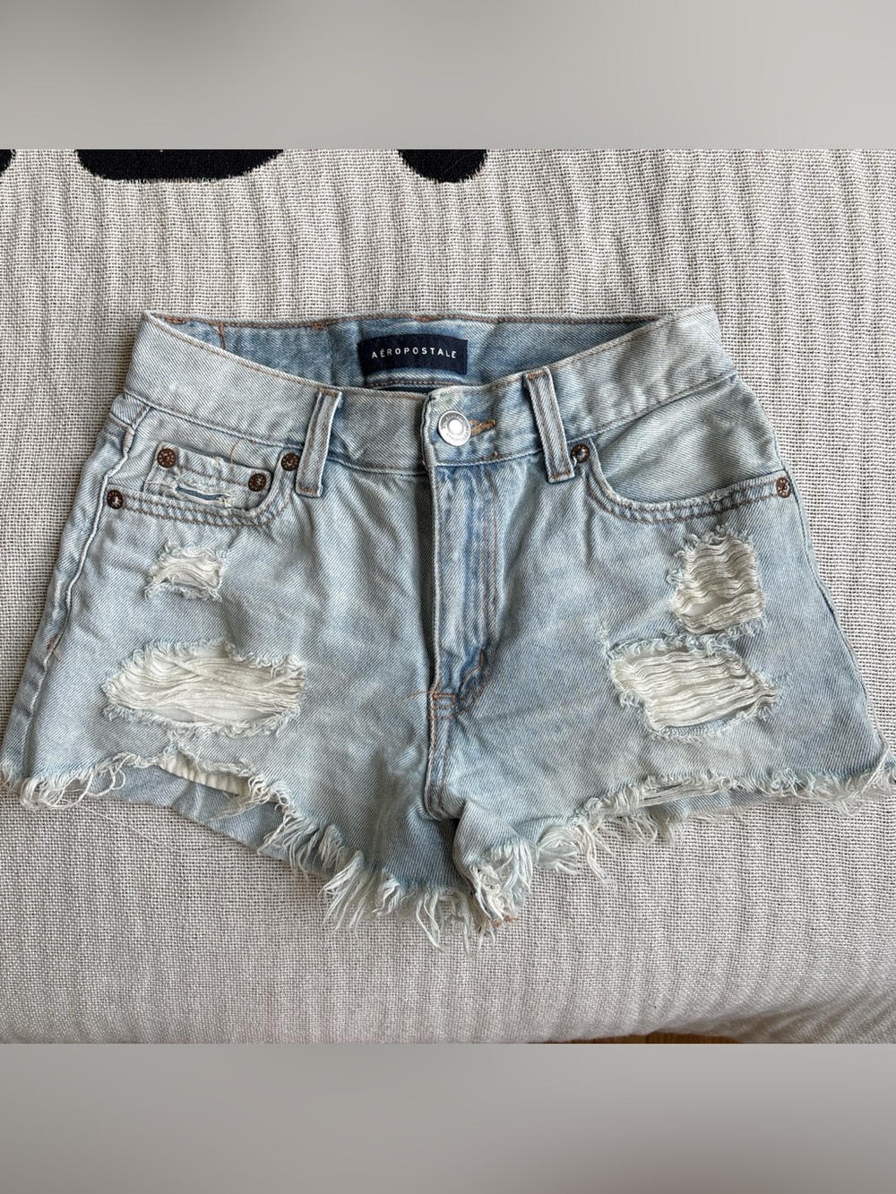 Aeropostale Light Blue Distressed Denim Cutoff Shorts